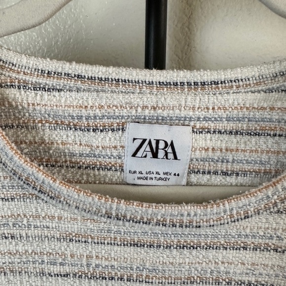 Zara Textured Knit Striped Oversized T-Shirt Top Tee - Picture 6 of 6